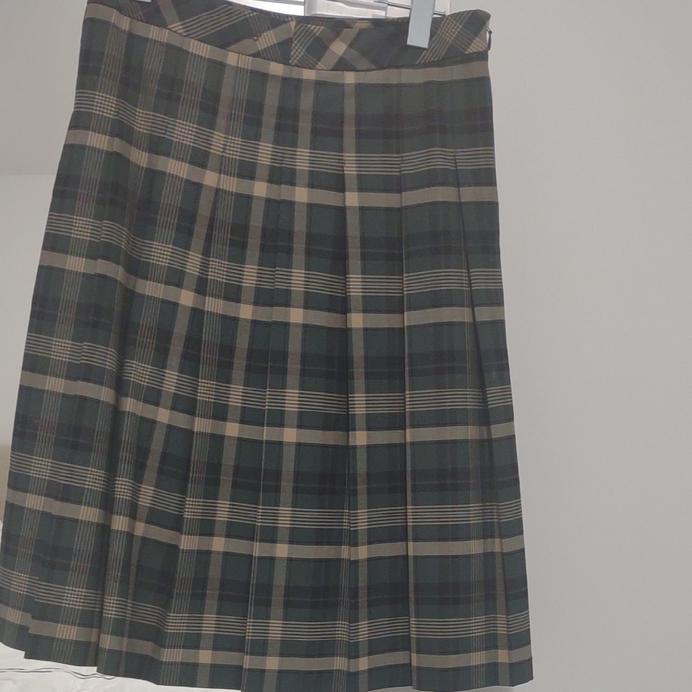 Sunday Best Green and Beige Plaid Pleated Skirt